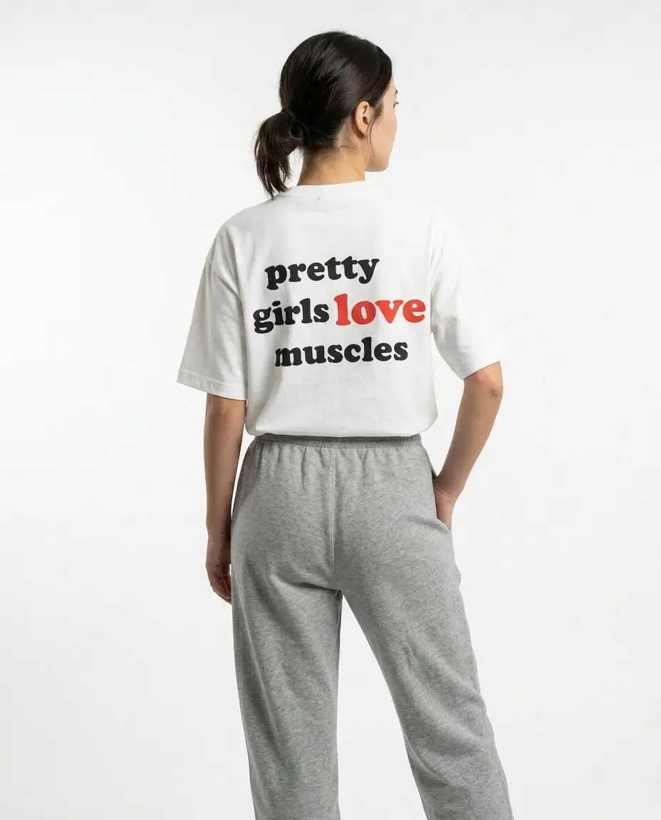 Koszulka oversize damska pretty girls love muscles nadruk tył